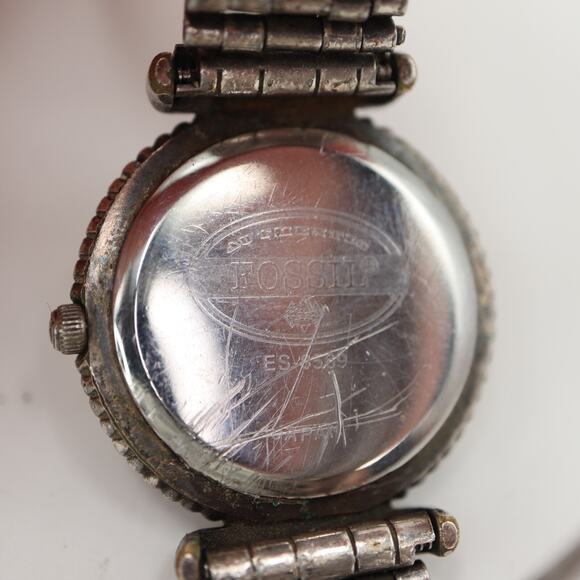 Vintage Fossil Womens Two Tone Watch 27mm Round Dial Steel Bracelet ES3589 Works - Picture 14 of 14